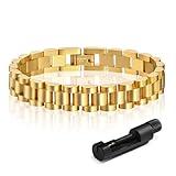MPRAINBOW Gold Thick Link Bracelet for Women, 7 Inchs Stainless Steel Watch Band Chain Wristband Jewelry with Adjust Tool