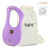 Lyre Harp VANPHY Lyre Harp 7 Strings Mahogany Body Metal String for Beginner Harp Classical Style Harp Instrument with Tuning Wrench Strings Songbook Gig Bag (Purple)