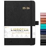 2025-2026 Planner - Academic Planner 2025-2026, 2025-2026 Weekly Monthly Planner, July 2025 - June 2026, 5.7'' x 8.4'', Thick Paper, Leather Cover, Pen Holder, Back Pocket, Perfect Daily Organizer - Black