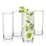 True Highball Glasses, Tall Glass Tumbler for Cocktails, Mojito Iced Tea Juices, Soda Water Drinking Cups, Kitchen Glassware, Home Bar, 11 oz Set of 4