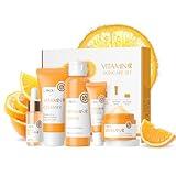 LAIKOU Skin Care Set Vitamin C Women Beauty Gift Sets Skin Care Kit with Cleanser, Toner, Serum, Eye Cream, Face Cream Travel Kit for Women Teen Girls Mom Daughter Birthday TSA-friendly Sizes 5pcs