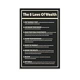 8 Laws Of Wealth Money Motivational Canvas Print Investor Wall Art Finance Invest Poster, Business Investing Goals Sign, Millionaire Quote, Office Living Room Bedroom Canvas Wall Decor Canvas Wall Art
