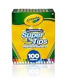 Crayola Super Tips Marker Set for Kids (100ct), Broad Tip & Fine Point Washable Art Markers for Kids, Bulk School Supplies, Teacher Classroom Must Haves, Drawing Supplies