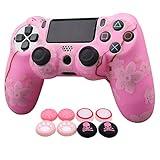 RALAN Pink Controller Skins for PS4, Silicone Controller Cover Skin Protector Compatible with PS4 Slim/PS4 Pro Controller (Pink Pro Thumb Grip x 6,Skull Cap Grip x 2)(Camouflage Pink+White Pink
