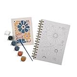 MeCa Goods A5 Paint by Numbers Journal Spiral Bound Notebook for Adults - Complete Kit, 100 Blank Pages - Great Gift Idea - Spiral Notebook for Writing, Journaling and Painting - (Floral)