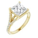 3 CT Princess Moissanite Band Ring for Women 925 Sterling Silver and Solid Gold D Color VVS1 Split Shank Promise Rings for Her Trending Valentine gifts for her