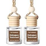 Car Air Freshener Hanging 2 Pack, Mahogany Teakwood Essential Oil Diffuser for Car, Car Air Freshener Cute, 45+ days Long Lasting Air Freshener for Car And Women, car accessories Made in USA