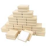 batifine Jewelry Boxes, Cardboard Jewelry Gift Boxes, 40 Pack 3.5x3.5x1 Inch, Bulk Cotton Filled Small Jewelry Boxes with Lids for Necklace Ring Bracelet Earring Display Box (Brown)
