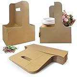 50 Pcs Coffee Drink Carrier with Handle(2 Cups or 4 Cups),Assemblable Drink Holder with Handle,Disposable Cup Holders for Drinks, Great for All Your Drink and Food Delivery,Coffee Carrier