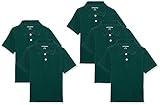 Amazon Essentials Boys' Short-Sleeve School Uniform Pique Polo Shirts, Pack of 5, Dark Green, Small