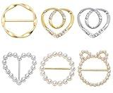 Tupalizy 6PCS Scarf Ring Shirt Cincher Tightener Clips Clothes Slides Buckles Heart Shaped Charms for Women Scarves Men T Shirts Blouses Tops Pashmina Dresses Belt Birthday Gifts Wardrobe Accessories