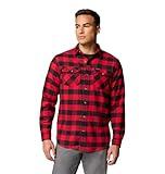 Columbia Men's Bearmouth Springs Roll Up Long Sleeve Flannel Shirt, Mountain Red Buffalo Check, X-Small