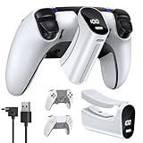 YUANHOT LED Indicator Rechargeable Battery Pack for PS5 and PS5 Edge Controller, 7400mWh Battery Extender for PlayStation 5 and PlayStation Elite Controller, Play and Charge Kit for PS5 Accessories