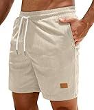 Sailwind Men's Casual 5" Shorts Flat Front Corduroy Elastic Waist Drawstring Summer Beach Short Light Khaki
