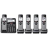 Panasonic Cordless Phone with Advanced Call Block, Link2Cell Bluetooth, One-Ring Scam Alert, and 2-Way Recording with Answering Machine, 5 Handsets - KX-TGF975B (Black with Silver Trim)