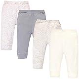 Touched by Nature Unisex Baby Organic Cotton Pants, Heather Gray Oatmeal, 3-6 Months