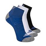 Skechers Men's 3-Pack Performance Golf Quarter Crew Socks, Odor Control & Mesh Ventilation, Cobalt Blue/White/Black, 10-13