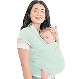 KeaBabies Baby Wrap Carrier - All in 1 Original Baby Carrier Newborn to Toddler Sling, Easy to Wear, Hands Free Bonding, Lightweight, Breathable Infant Wraps (Light Mint)