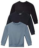 Real Essentials 3-Pack: Girls Ultra-Soft Long Sleeve Fleece Crew Neck Sweatshirt – Soft, Warm, Stylish Pullover Kids Sweater for School, Play, Outdoor, & Casual Wear - Set 3, XL, 16-18