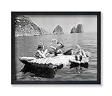 Poster Master Vintage Women Eating Pasta on Lake Poster - Retro Picnic Print - Photography Art - Fashion Art - Gift for Him & Her - Chic Decor for Ocean, Beach or Lake House - 8x10 UNFRAMED Wall Art
