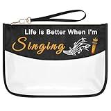 Music Lover Gifts for Women Zipper Makeup Bag Singing Lover Gifts for Girls Birthday Graduation Mother's Day Gift Music Teacher Daughter Sister Friend BFF Mom Musicians Gift Clear Cosmetic Bag Pouch