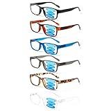 NORPERWIS 6 Pack Progressive Multifocus Reading Glasses for Men Women Blue Light Blocking Spring Hinges Computer Readers (Mix Color-1, 1.00)