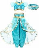 Funna Costume for Girls Princess Kids Dress Up Outfit Party Supplies Blue, 5-6 Years