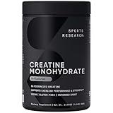 Sports Research Creatine Monohydrate - Gain Lean Muscle, Improve Performance and Strength and Support Workout Recovery - 5 g Micronized Creatine - 1.1LBS