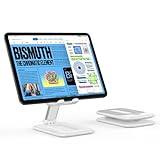 OMOTON Foldable Tablet Stand for iPad, Portable Monitor Stand, Desktop Dock Holder Compatible with iPad Pro/Air/Mini/Samsung Galaxy Tab/Phones (Up to 12.9 inches), Milk White