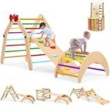 Dripex Deformable Pikler Triangle Set with Over 20 Playing Modes, Montessori Early Learning Toddler Climbing Toys Indoor,Large Fun Pickler climbing Set and Wooden Climbing Toys for Toddlers 1-3 Inside