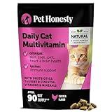 Cat Multivitamin Chews - Cat Treats for Health + Immune, Joint Support, Skin & Coat, and Digestion - Omega 3s, Lysine & Probiotics for Cats, Vitamins for Cats - Chicken (90-Day Supply)