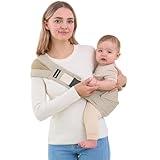 AUYEAZGO Toddler Sling Carrier - Premium Cotton, Expandable & Ergonomic, One Size Fits All, Ideal for 6-48 Months (11-44 lbs), Compact & Easy to Use, Beige