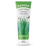 Badger Organic Aloe Vera Gel for Face & Body, 96% Pure Unscented Organic Aloe Gel for Cooling, Soothing, Non-Sticky Sunburn Relief, Vegan, Fair Trade & Hypoallergenic, 4 fl oz