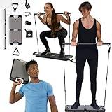 EVO Gym - Portable Home Gym Strength Training Equipment, at Home Gym | All in One Gym - 8 Resistance Bands, Base Holds Gym Bar & Handles for Travel | Portable Gym & Home Exercise Equipment | 220LBS
