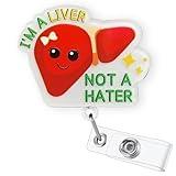 Funny Liver Badge Reel Retractable, I'm a Liver Not a Hater Badge Clip, Hepatologist Gifts, Hepatology Nurse Badge Reel for Work, Cute Liver Badge Holder with Alligator Clip & 24” Durable Nylon Cord