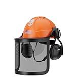 DS-SMAAT 5 in 1 Forest Helmets Kit Industrial Chainsaw Helmet with Visor, Mesh&Clear PC Shield and Ear Muffs, ANSI Z89.1 Certified Forestry Helmet (Brilliant Orange+Mesh&Clear Shield+Earmuffs)