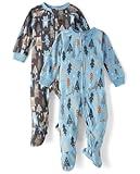 The Children's Place Baby Boys' and Toddler Fleece Zip-Front One Piece Footed Pajamas 2-Pack, Forest Bear, 3T