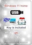 Tech-Shop-pro install Key Included USB For Windows 11 Home Version 32/64 bit. Recover, Restore, Repair Boot USB, and Install to Factory Default Fast and easy Free Technical Support.