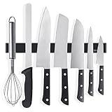 Rich&Ray Magnetic Knife Strip No Drilling, Kitchen Knife Magnetic Holder for Wall, Kitchen Accessories Organizer Bar or Used in Organizing Tools (Stainless Steel-12 inch, Black)