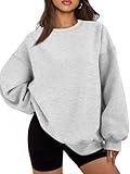 EFAN Womens Oversized Sweatshirts Hoodies Fleece Crewneck Sweaters Casual Tops Comfy Fall Fashion Outfits Winter Clothes 2025 Grey M