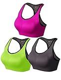Match Racerback Sports Bras for Women – Padded Seamless Strappy Workout Tops for Yoga Gym Runing Fitness Sports Bras (1 Pack of 3(Green-Gray-Plum), XX-Large)