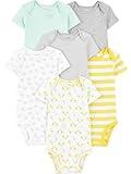 Simple Joys by Carter's Baby 6-Pack Short-Sleeve Bodysuit, Grey/Yellow, 3-6 Months