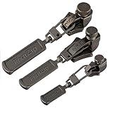 FixnZip (Black Nickel 3 Pack S,M,L) - Universal Zipper Repair Kit for Jackets, Luggage, Bags - Backpack Zipper Replacement Repair Kit