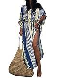 Bsubseach Kaftan Dresses for Women 2025 Plus Size Swimsuit Cover Up Tie Dye Caftan Maxi Dress Loungewear A-Blue