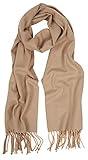 Mitchell Lewiss Cashmere Feel Winter Solid Color Scarf for women or man (Beige)