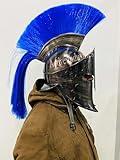 Steel Helmet Antique King Leonidas Greek Spartan 300 Movie Roman Helmet with Blue Plume by Active Industries, Adult / Standard, AC124