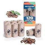 RMancipate Coffee Dog Poo Bags Coffee scent - 120 Large Biodegradable Poop Bags, Extra Thicken Strong Corn Starch Blended Compostable Leak Proof Poop Waste Bag for Dogs