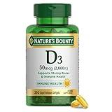 Nature's Bounty Vitamin D3 2000 IU | Supports Immune Health, Calcium Absorption & Bone Strength | Essential for Healthy Bones| Non-GMO, No-Gluten | 350 Softgels, 1 Serving Per Day for Daily Health
