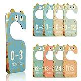 BOXOB 8pcs Baby Closet Dividers for Clothing Organizer, Double-Sided Baby Wardrobe Organizer Divider Wooden Clothes Size Classification Hanger from Newborn to 24 Months Nursery Decor Gift (Color 2)