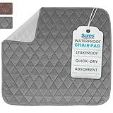 Sures Waterproof Chair Pads for Incontinence (22" x 21") - Washable, Waterproof Seat Protector - Chair Protector Seat Cover - Absorbent Pad for Bed, Seat, Car, Wheelchair & Recliner (Gray, 1 Pack)